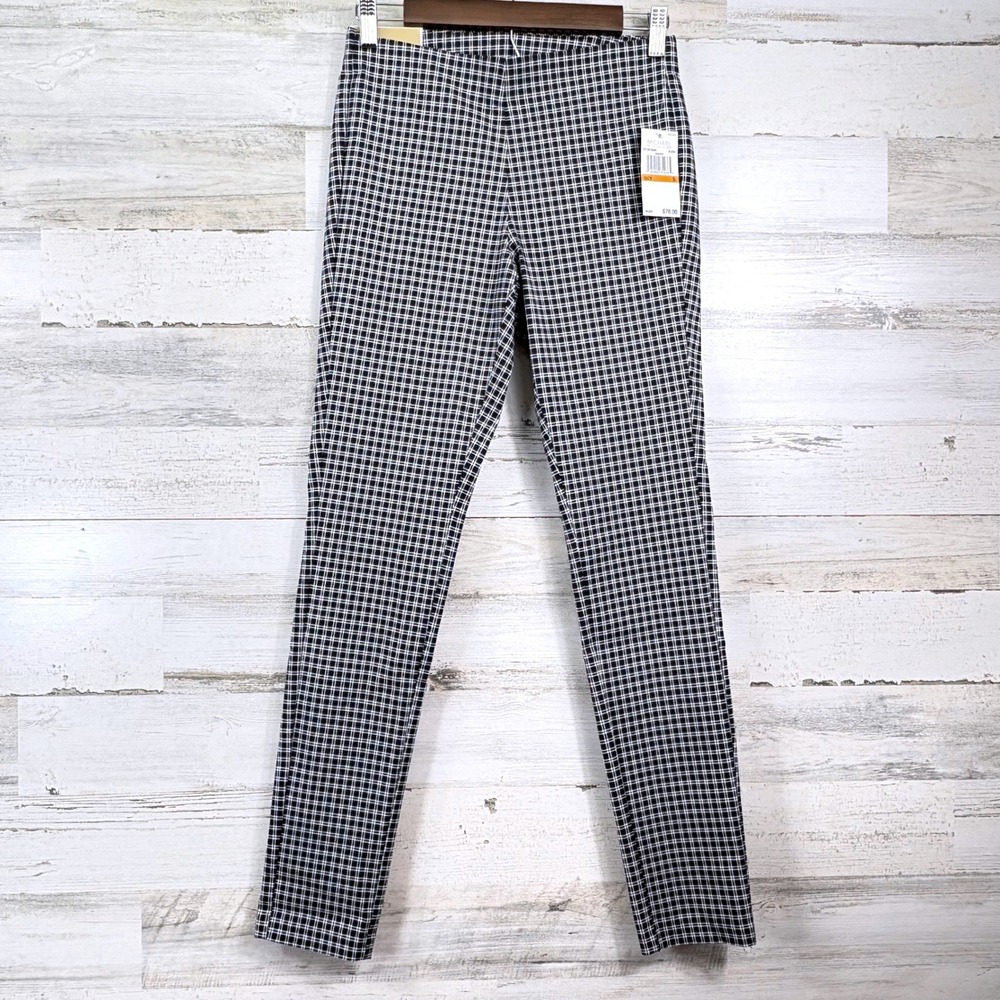 Michael Kors Skinny Pants Women S Black New Plaid High Rise Ankle Preppy Chic